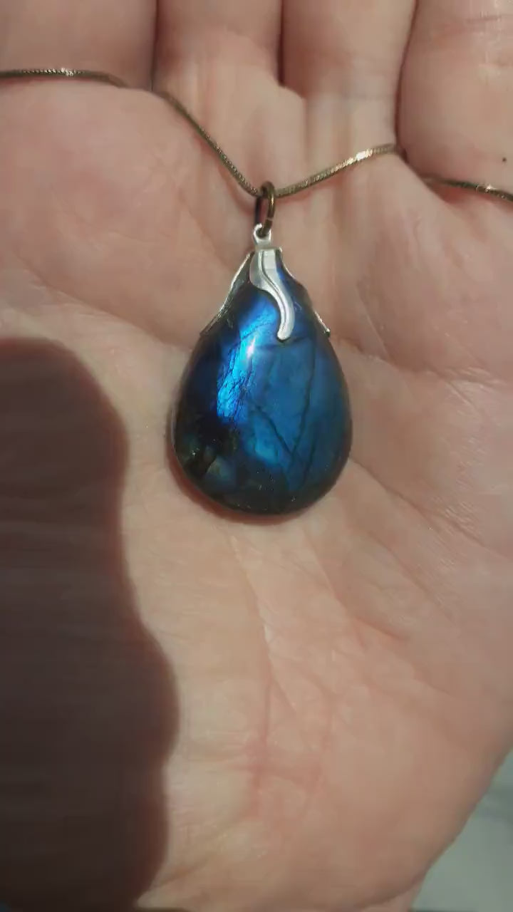 Labradorite necklace with silver plated bail