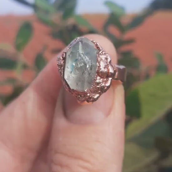 Herkimer diamond ring / herkimer ring / Electroformed  Copper