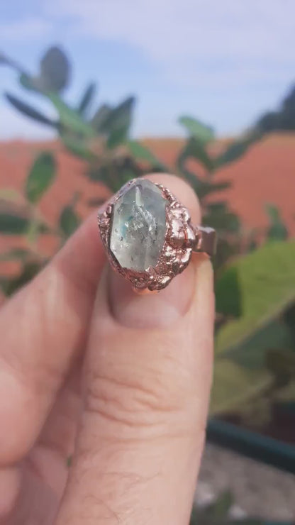 Herkimer diamond ring / herkimer ring / Electroformed  Copper