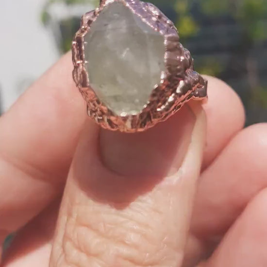 Herkimer diamond ring / Electroformed Copper