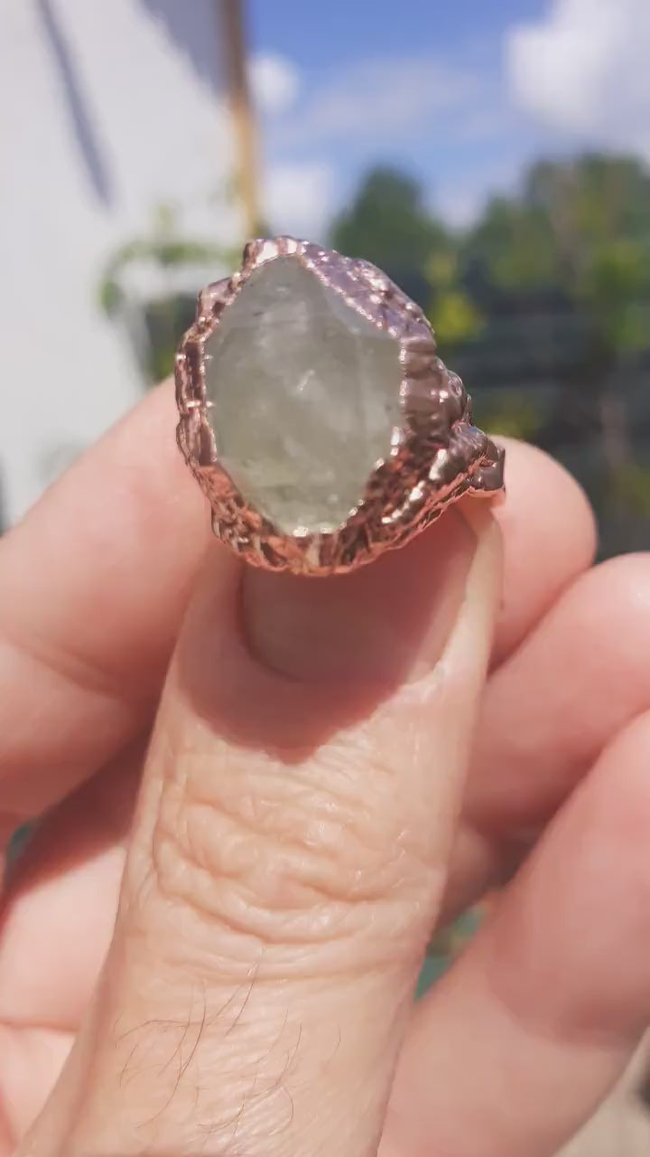 Herkimer diamond ring / Electroformed Copper