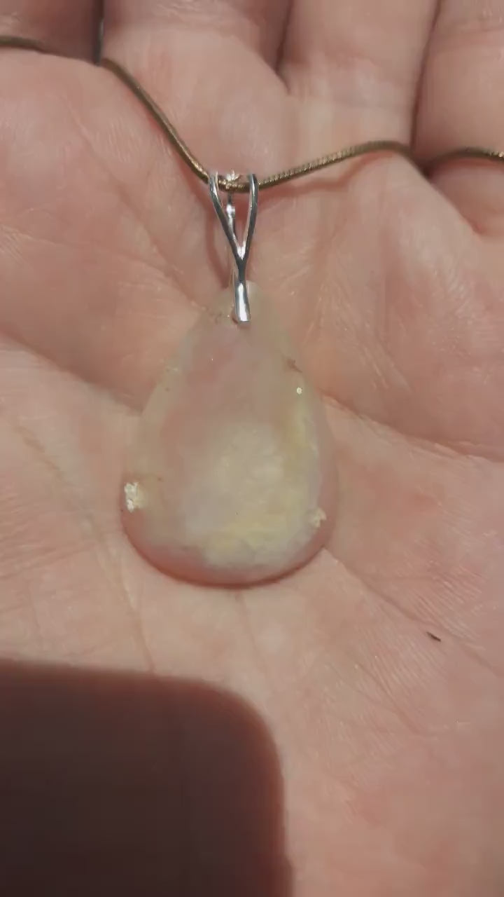 Authentic Pink Opal necklace with sterling silver bail