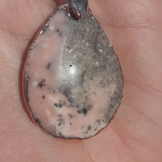Copper Peruvian opal // Pink opal necklace With Celestite