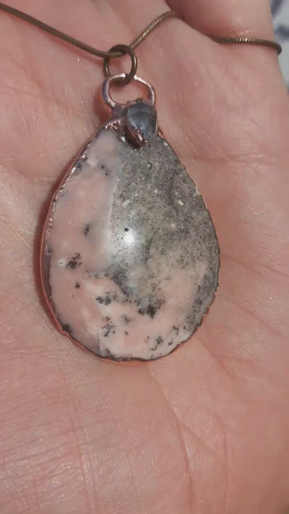 Copper Peruvian opal // Pink opal necklace With Celestite