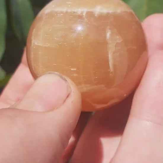 Honey calcite sphere // Calcite crystal // Crystal ball