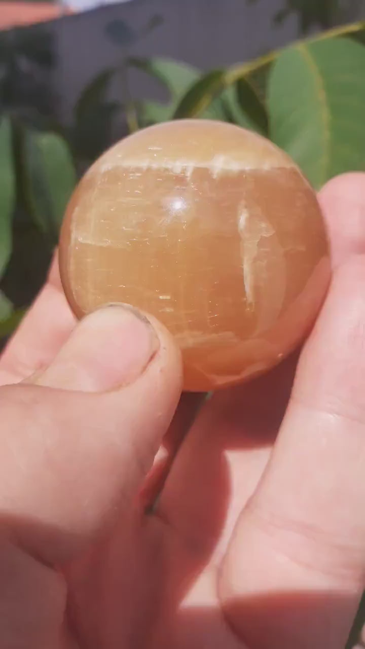 Honey calcite sphere // Calcite crystal // Crystal ball