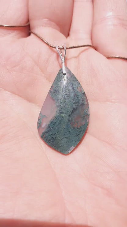 moss agate necklace with sterling silver bail