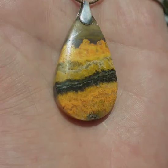 Yellow Bee Jasper pendant with sterling silver bail