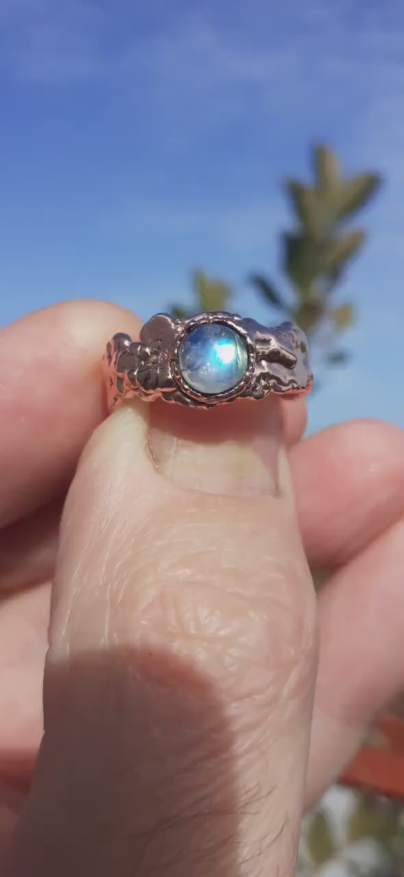 Moonstone ring // Electroformed copper