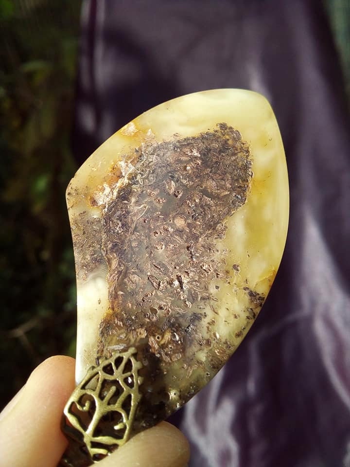 Baltic amber pendant with bronze bail