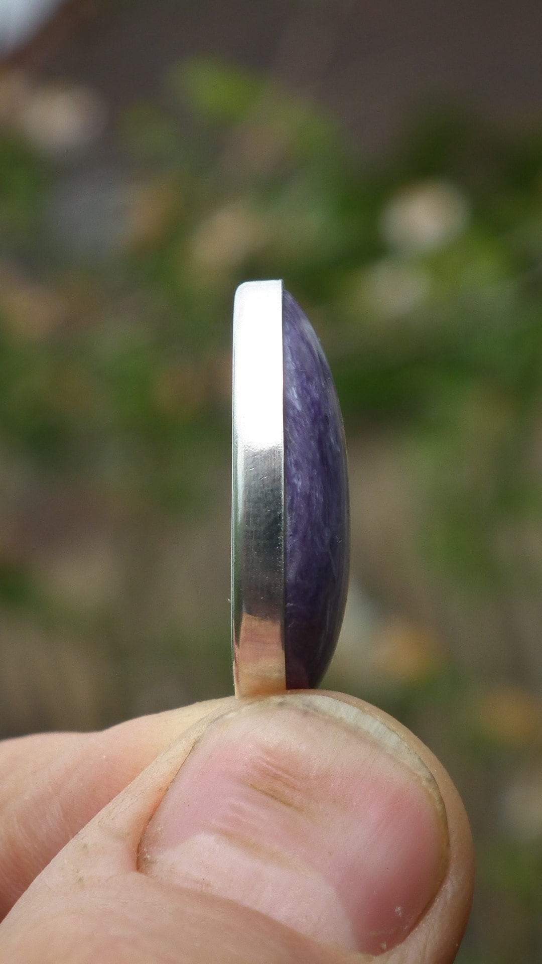 Charoite pendant in sterling silver setting / Charoite Jewelry