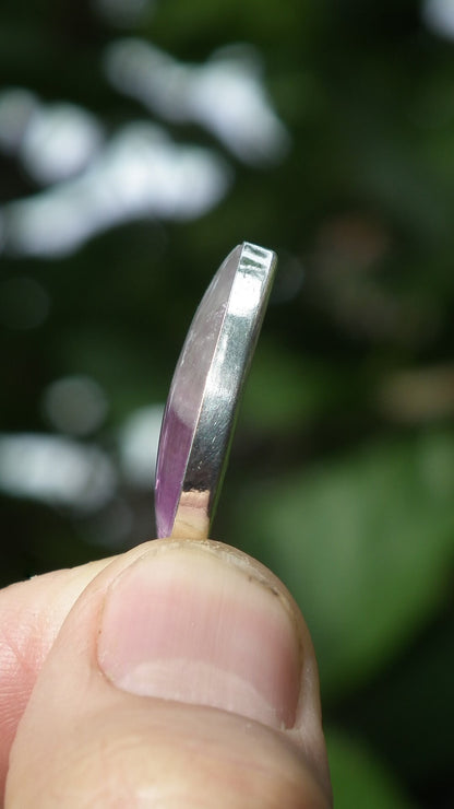 Fluorite pendant in sterling silver setting