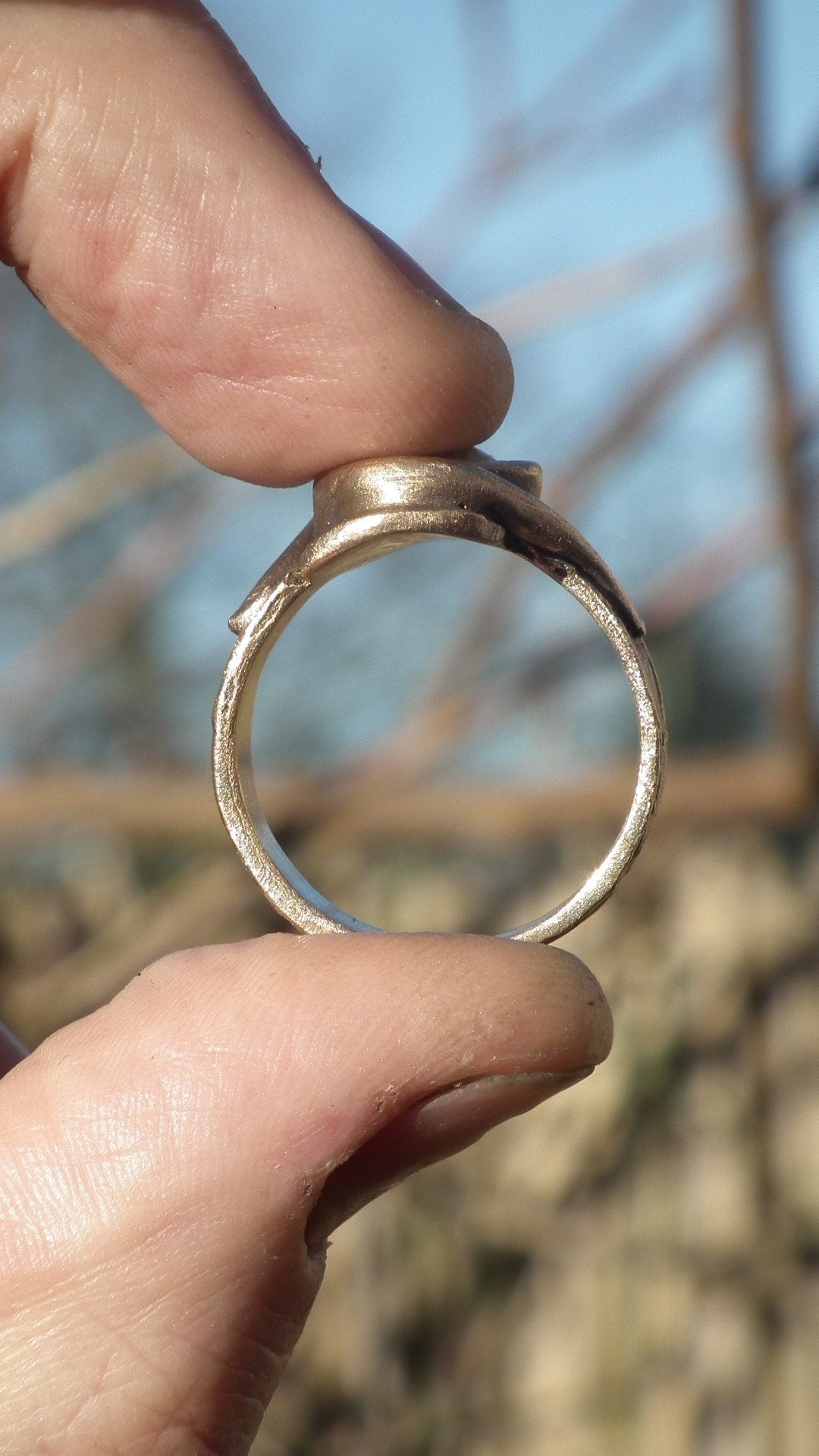 Bronze Opal Ring with handcut Australian Opal