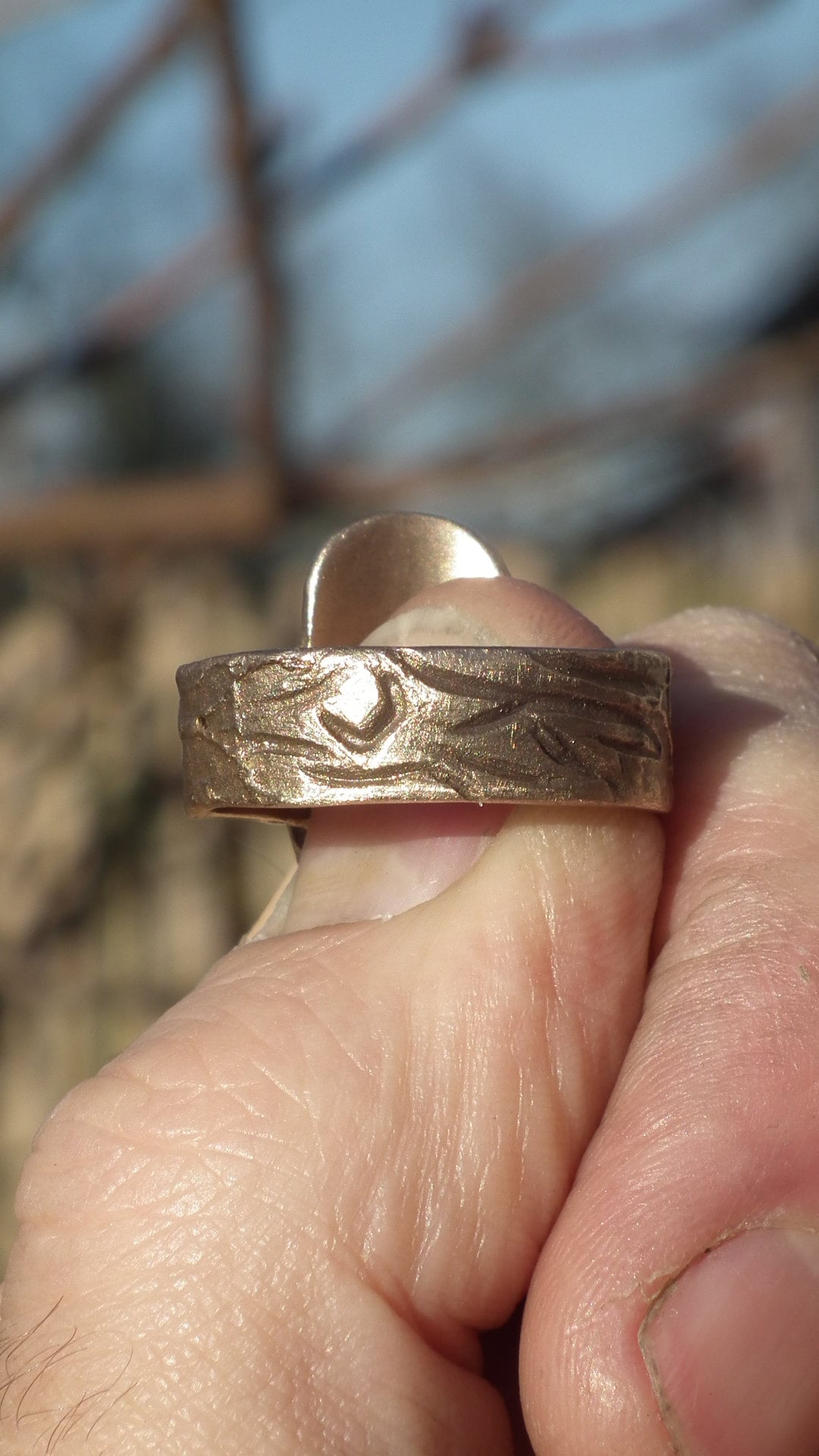 Bronze Opal Ring with handcut Australian Opal