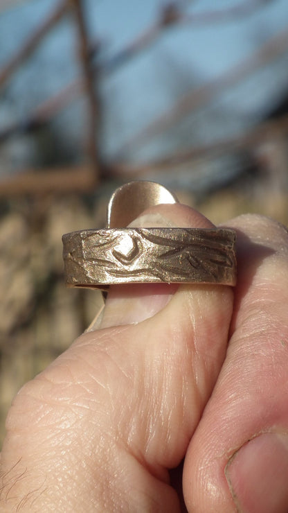 Bronze Opal Ring with handcut Australian Opal