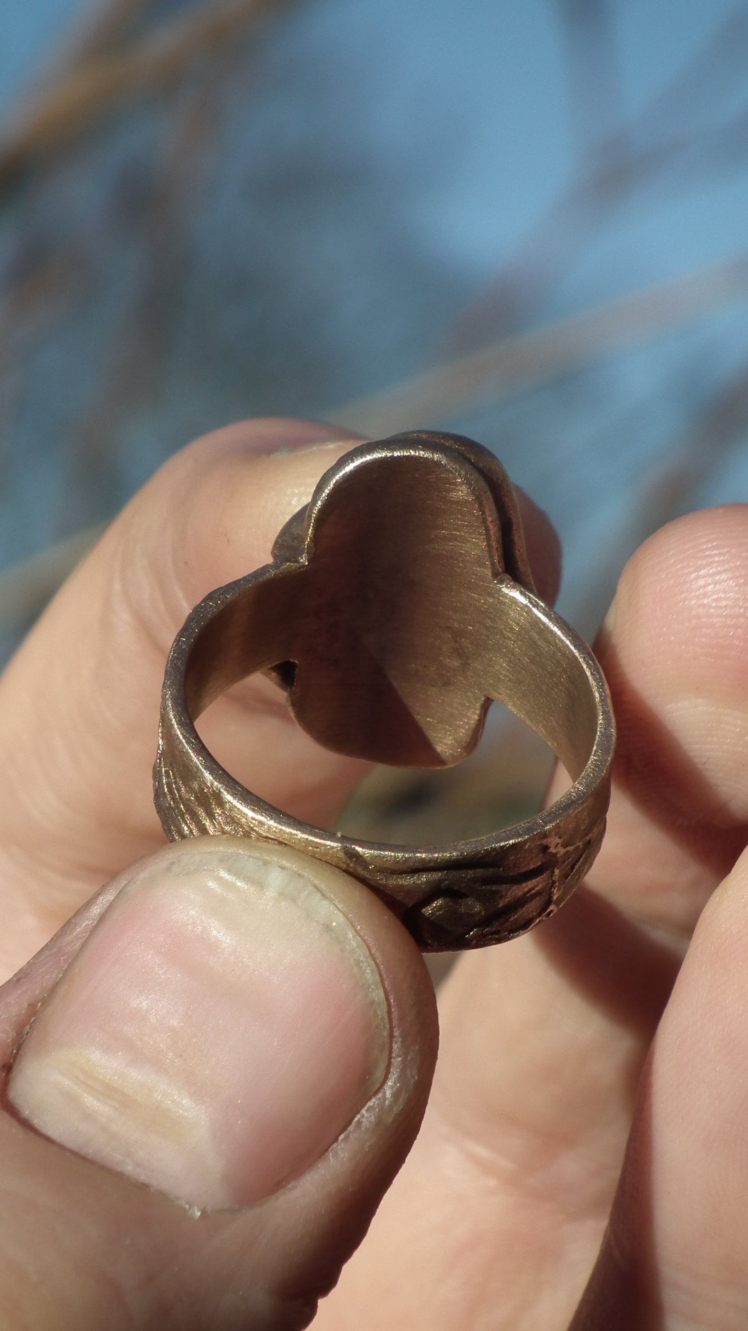 Bronze Opal Ring with handcut Australian Opal