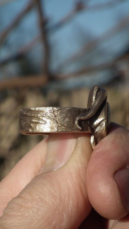 Bronze Opal Ring with handcut Australian Opal