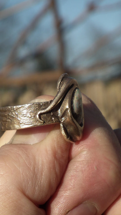 Bronze Opal Ring with handcut Australian Opal