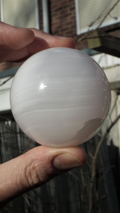 Pink mangano calcite sphere / 63mm