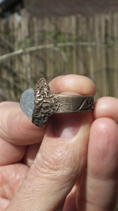 Handmade bronze Celestite ring