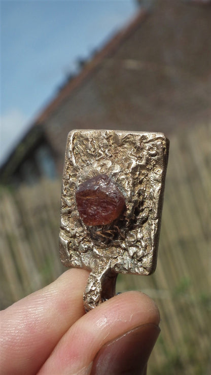 Handmade bronze Hessonite pendant