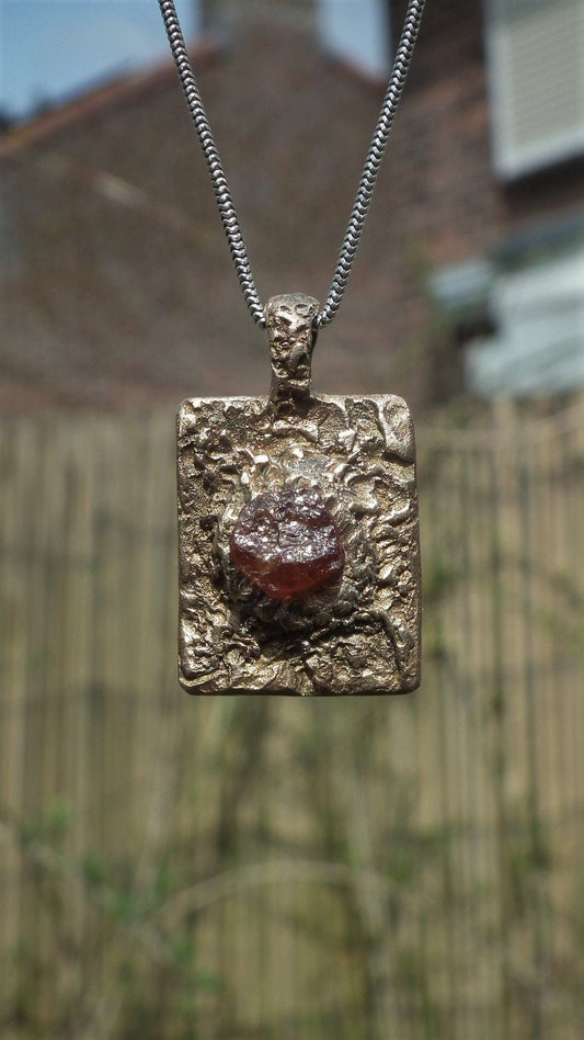 Handmade bronze Hessonite pendant