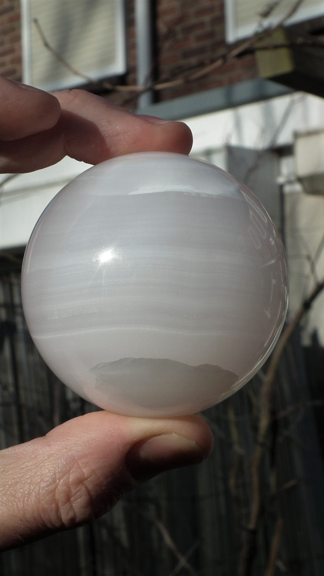 Pink mangano calcite sphere / 63mm