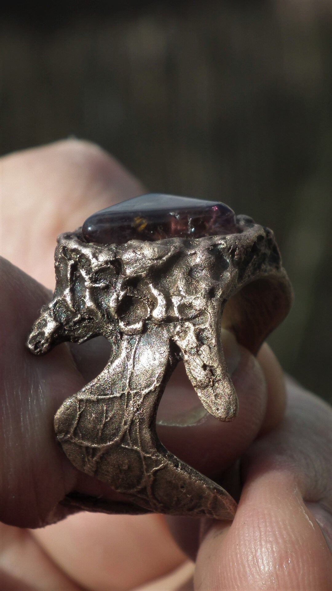Bronze super 7 ring / Amethyst cacoxenite