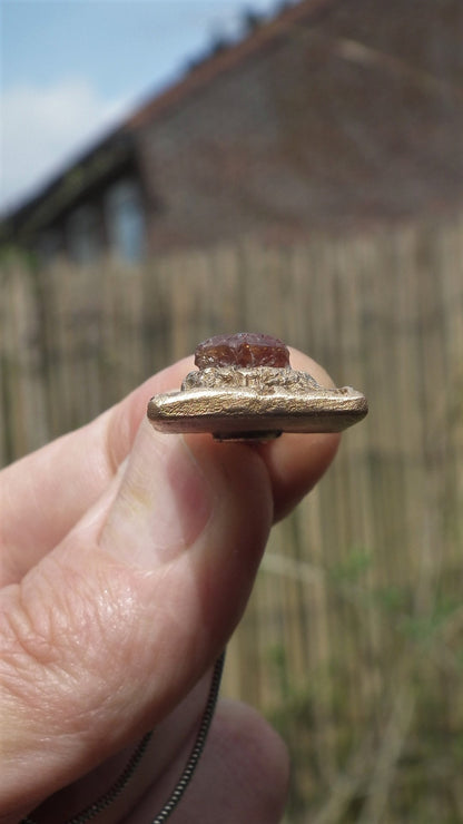 Handmade bronze Hessonite pendant