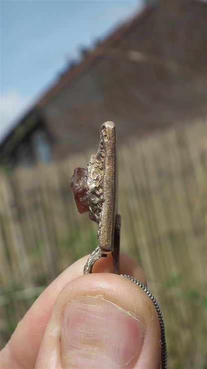 Handmade bronze Hessonite pendant