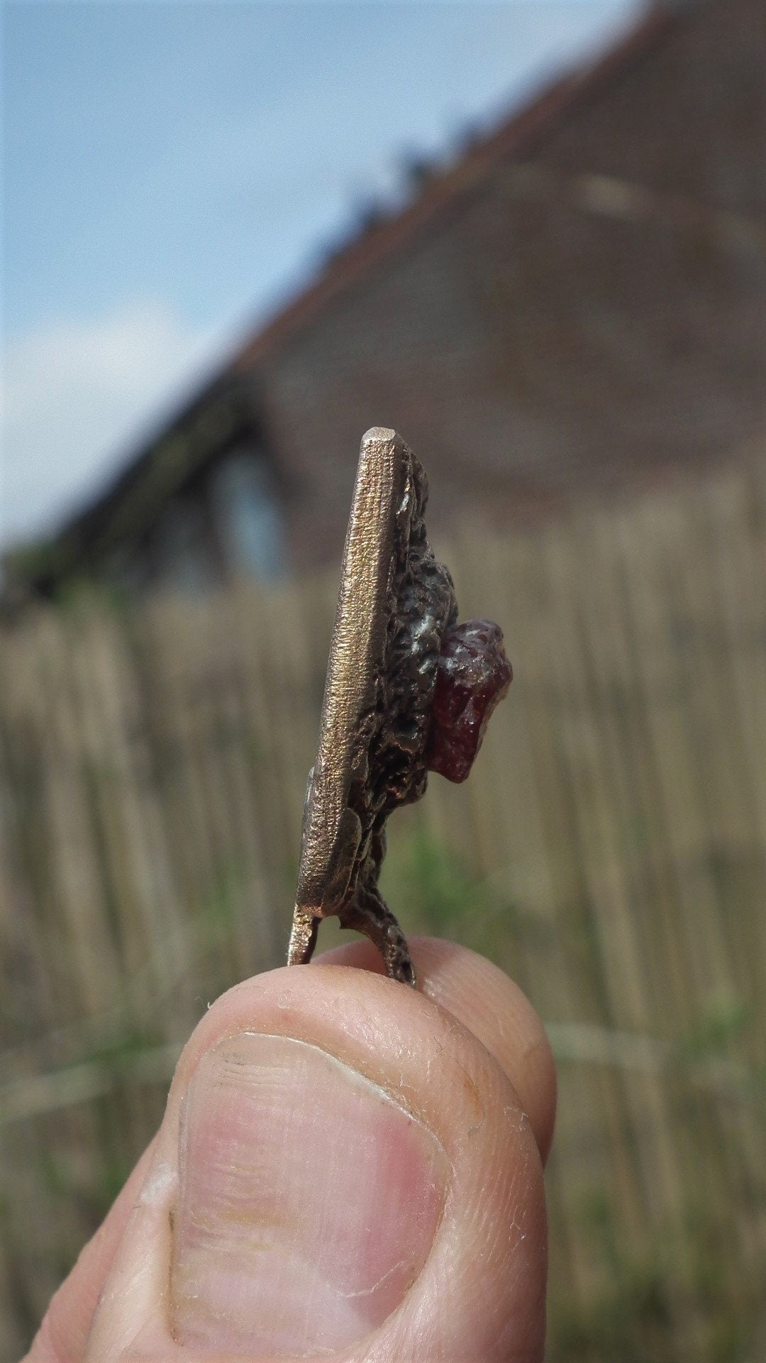 Handmade bronze Hessonite pendant