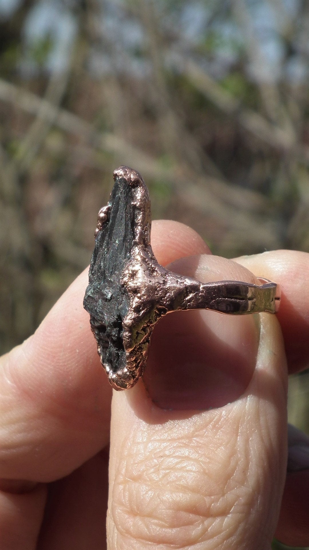 Raw Kyanite Ring / Electroformed copper