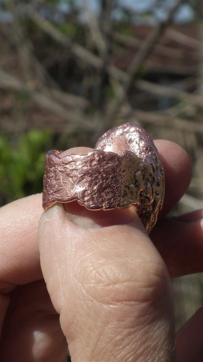 Electroformed copper Pink Opal ring / Pink andean opal / Pink peruvian opal