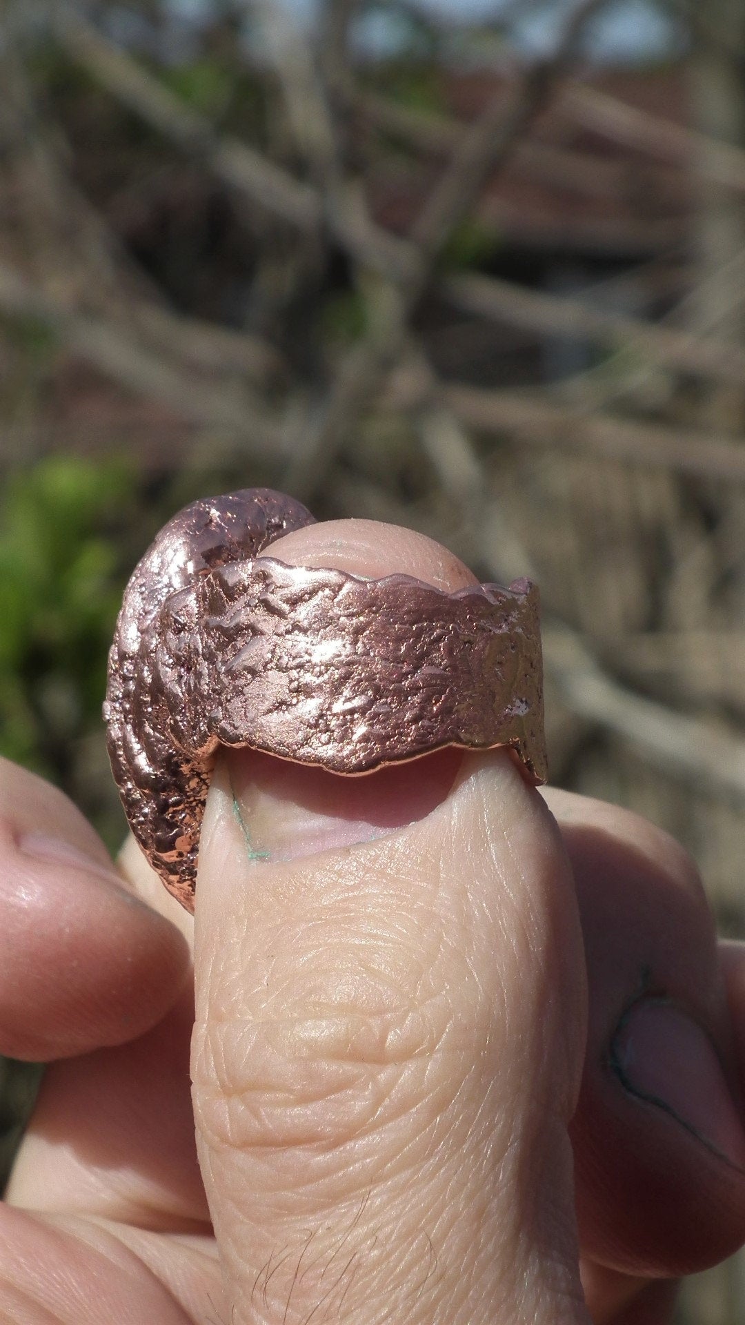 Electroformed copper Pink Opal ring / Pink andean opal / Pink peruvian opal