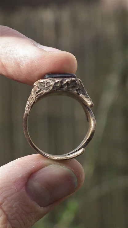 Bronze super 7 ring / Amethyst cacoxenite