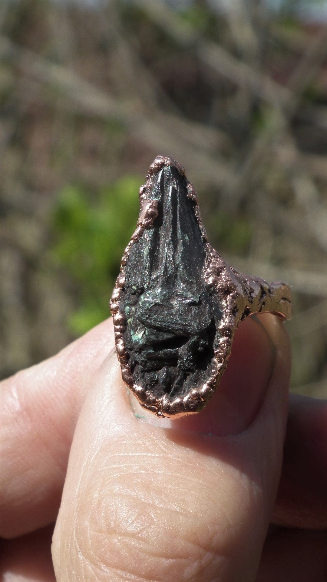 Raw Kyanite Ring / Electroformed copper