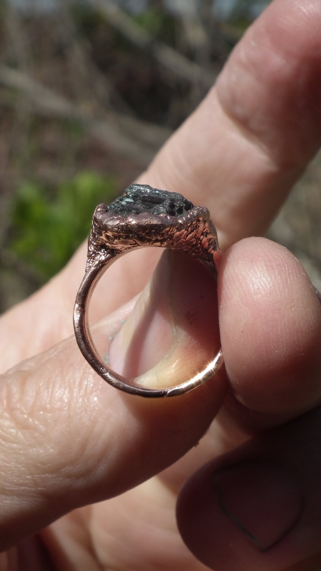 Raw Kyanite Ring / Electroformed copper