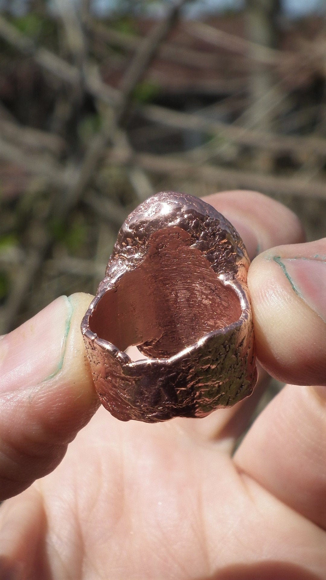 Electroformed copper Pink Opal ring / Pink andean opal / Pink peruvian opal