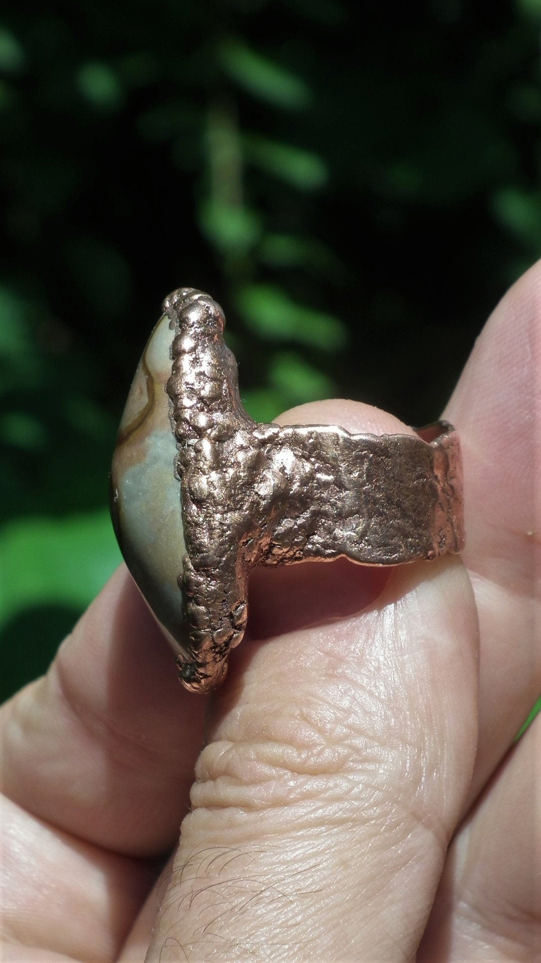 Electroformed copper Polychrome jasper Ring