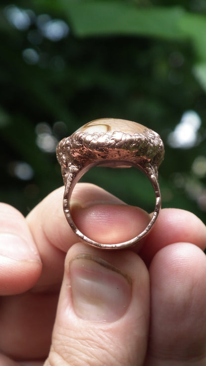 Electroformed copper Polychrome jasper Ring