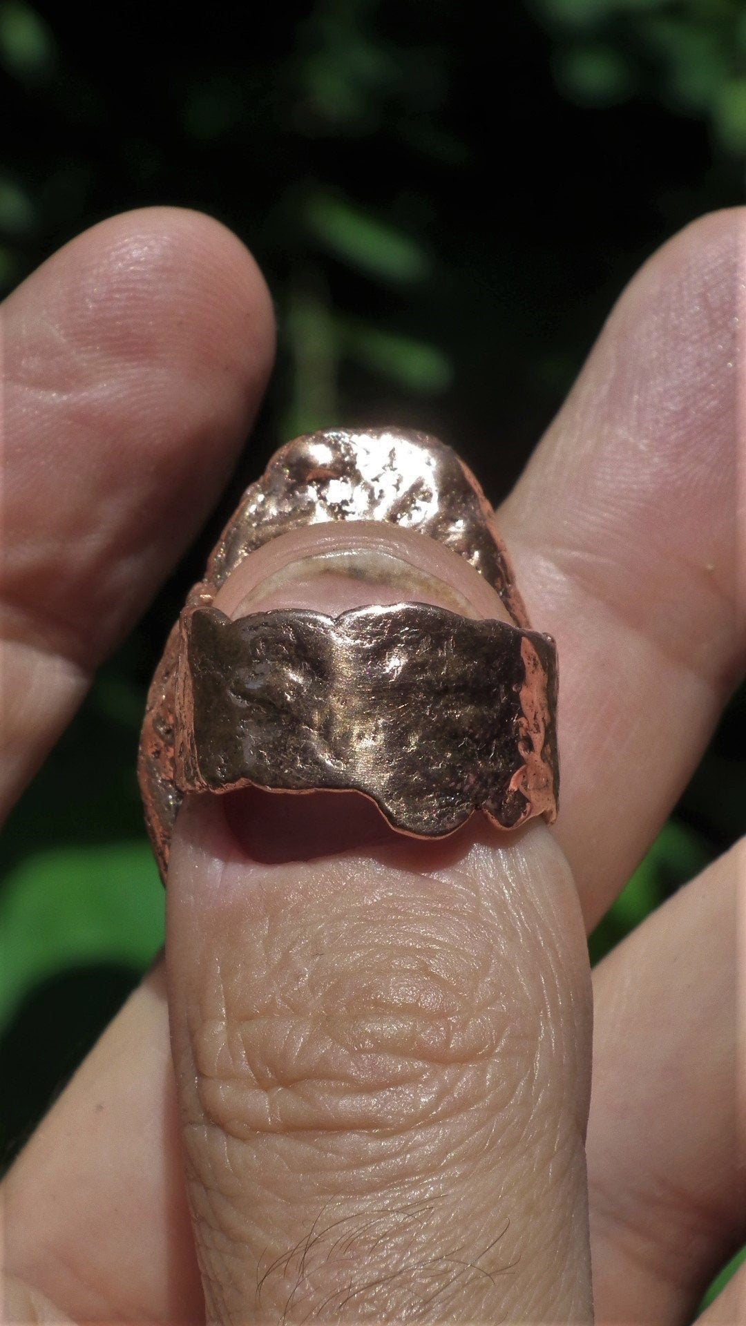 Electroformed copper Polychrome jasper Ring