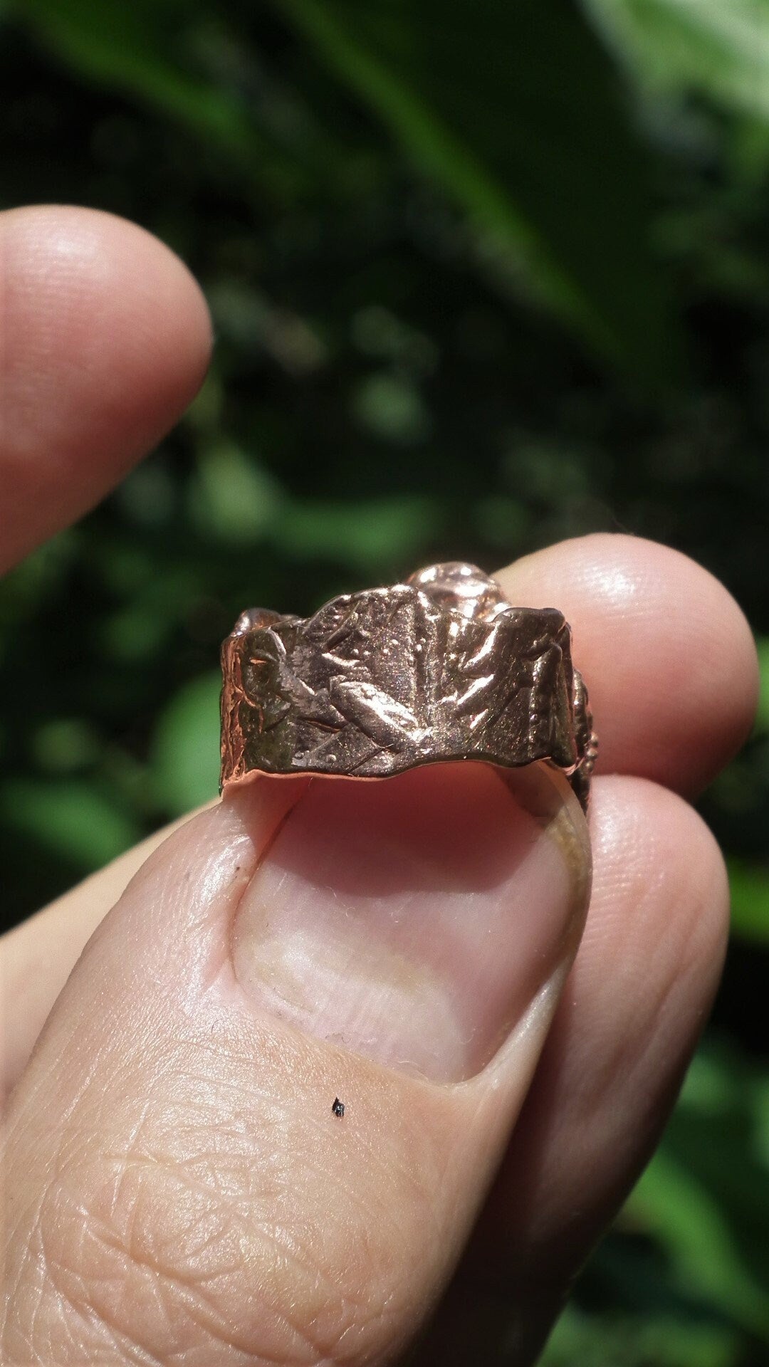 Electroformed copper Australian Opal ring