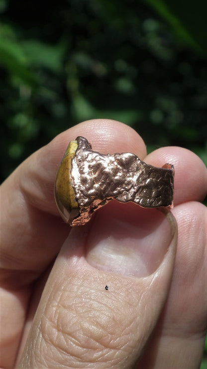 Electroformed copper Australian Opal ring