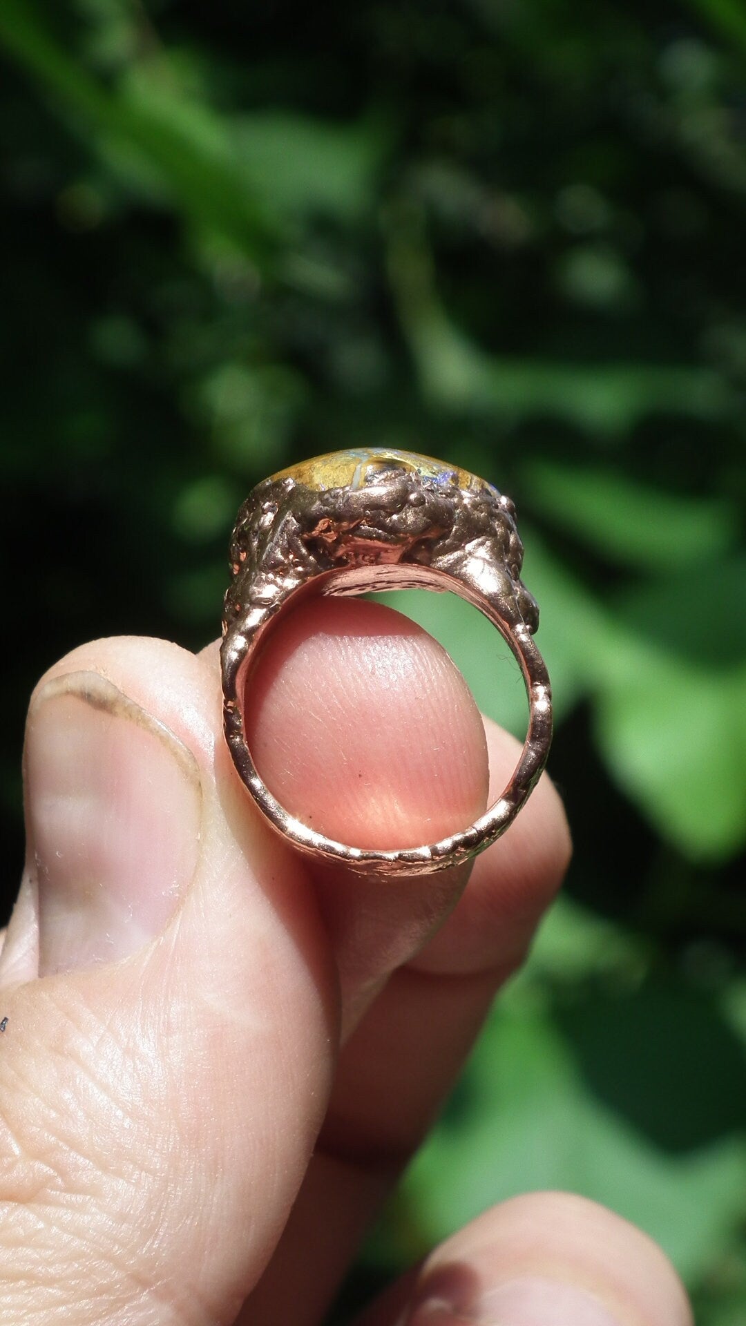 Electroformed copper Australian Opal ring