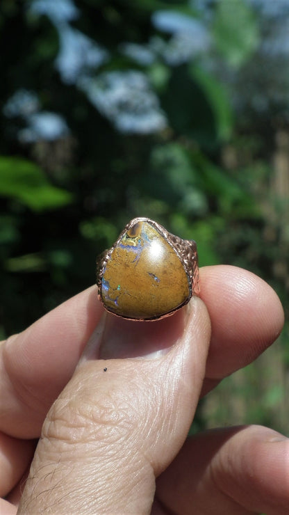 Electroformed copper Australian Opal ring