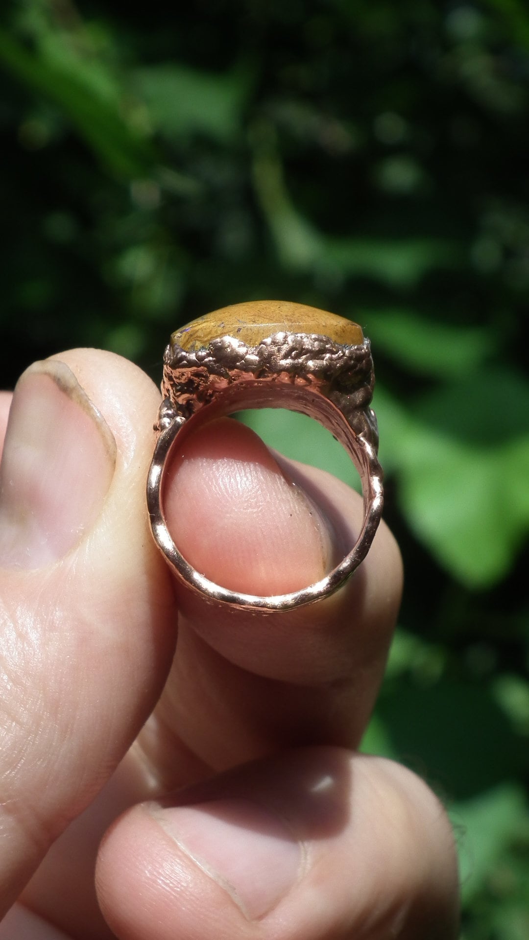 Electroformed copper Australian Opal ring