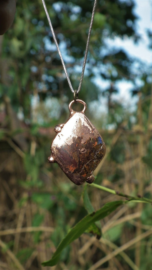 Electroformed copper Koroit opal pendant // Free Copper chain