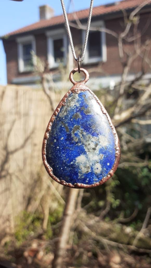 Copper lapis lazuli necklace Free Copper chain