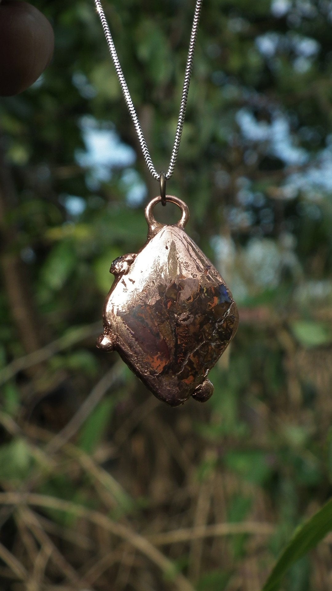 Electroformed copper Koroit opal pendant // Free Copper chain