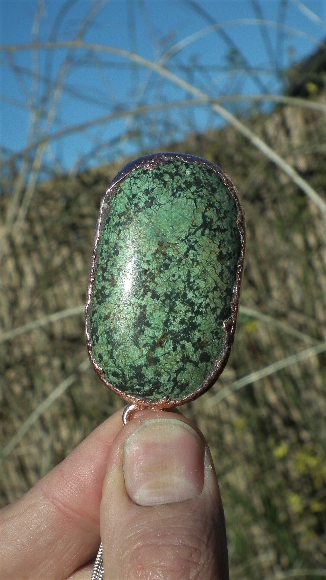 Turquoise necklace // Electroformed Copper // Turquoise jewelry // Free Copper Chain!